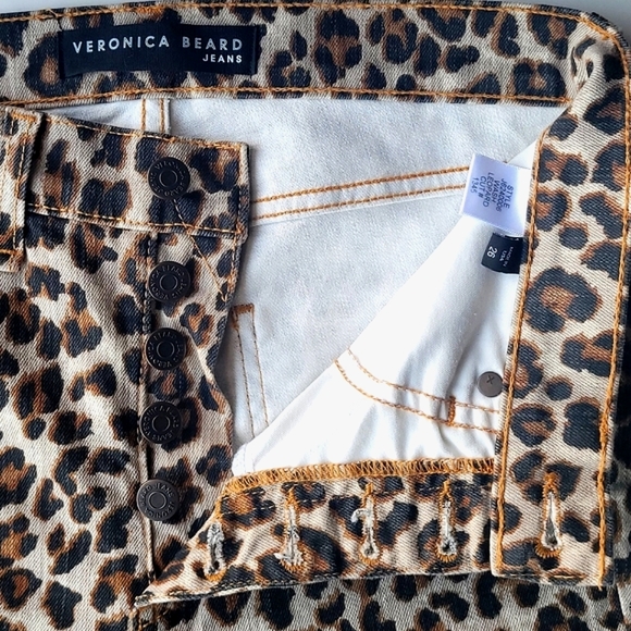 Veronica Beard Debbie Skinny Jeans 10" High Rise Leopard - Picture 10 of 14
